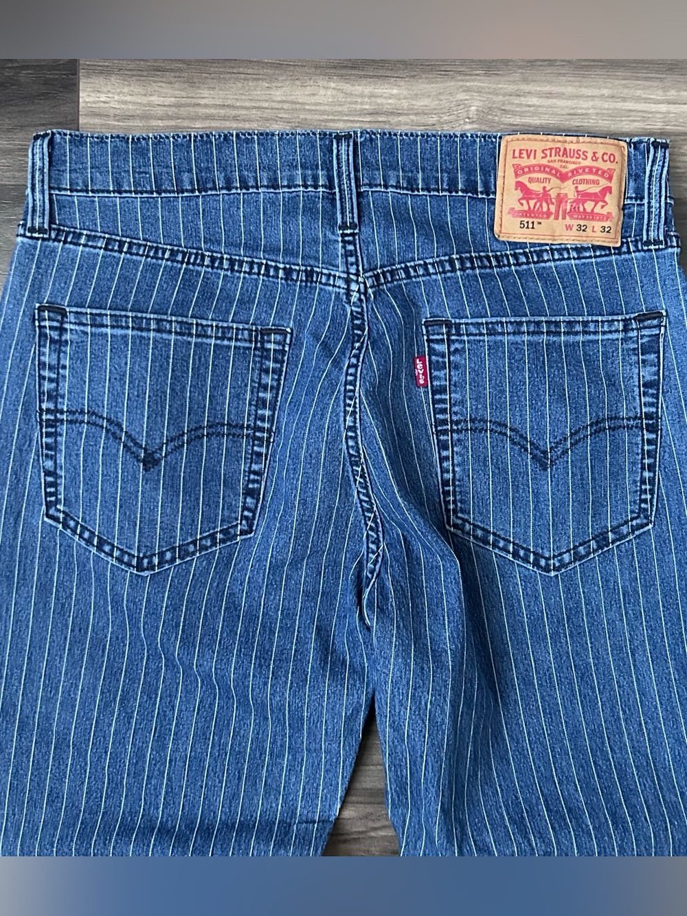 Levi's 511 Pinstripe Jeans 32x30 Vintage Indie Editorial Stranger Things Style